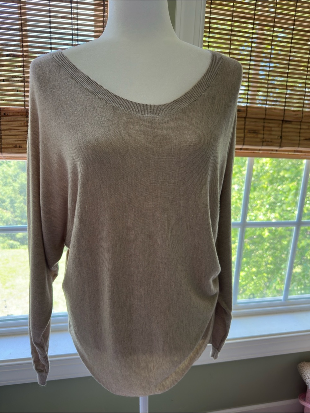 Vince Taupe Scoop Neck Lightweight Pullover